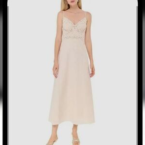 Cami NYC Imbar Cotton Embroidered Midi Dress Cannoli Size 00